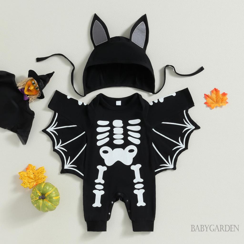 BAGA024 months Baby Halloween Outfit Long Sleeve Crew Neck Skeleton