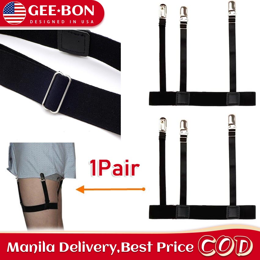GEEBON 1 Pair Shirt Stays Belt with Locking Clips Keep Shirt Tucked Leg Thigh Suspender Garters