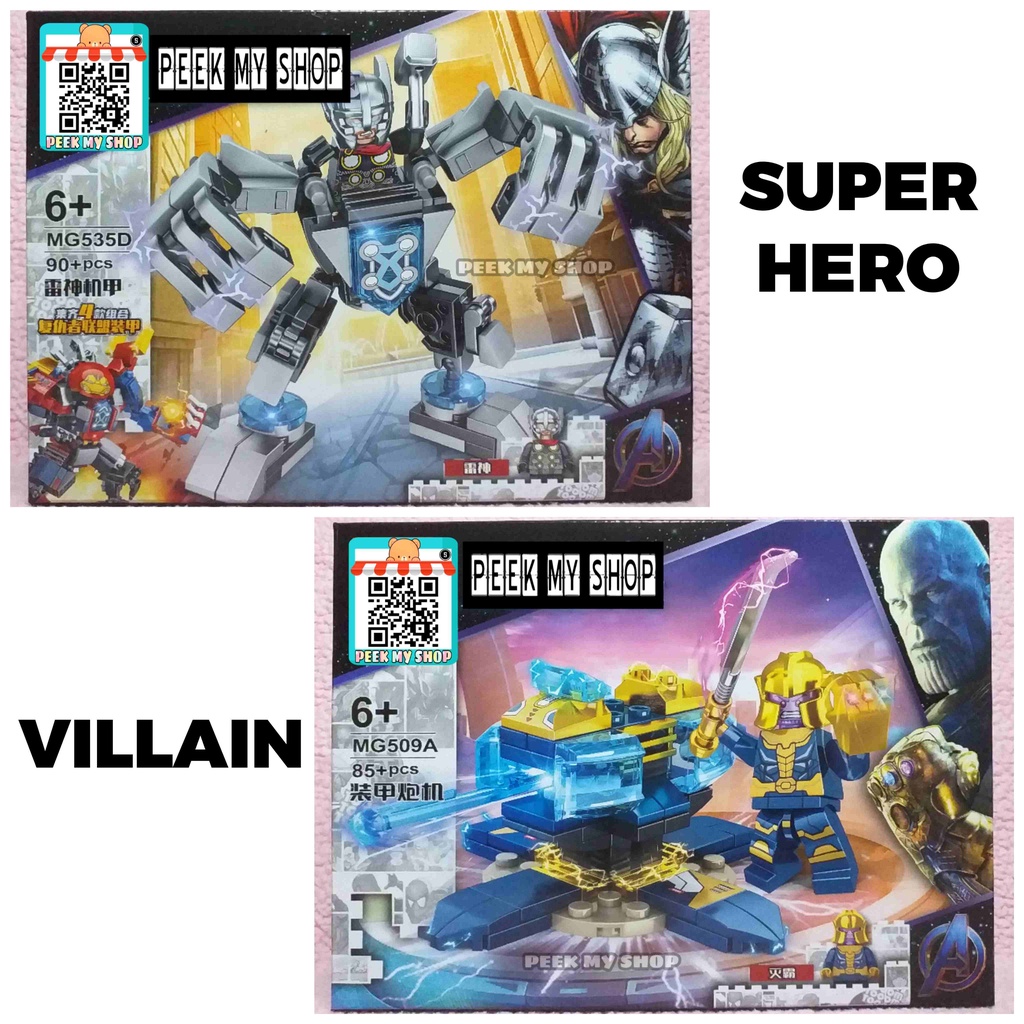 Super Hero and a Villain Minifigures Building Block Toys | Shopee ...