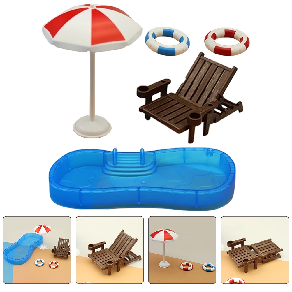 [READY STOCK] Doll House Beach Chair Miniature Summer Props Dollhouses