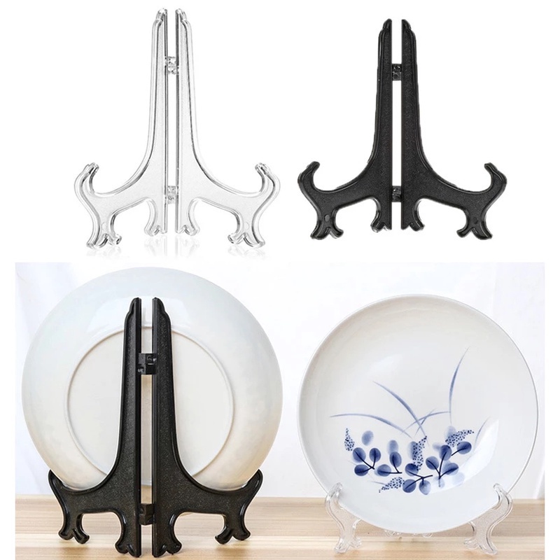 Black/Clear 2/3/4 Inches Plastic Easels/Picture Frames Pedestal Holder ...