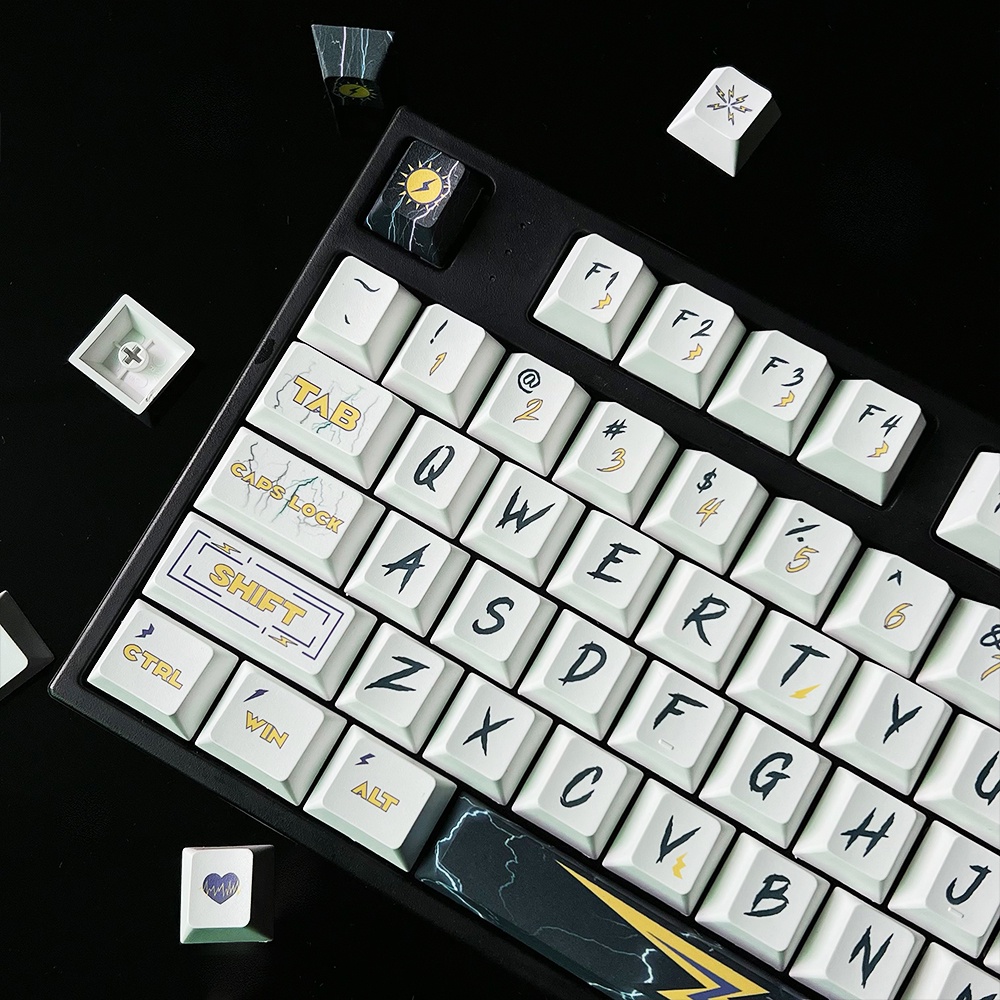 PBT Lightning Keycaps 123Keys/Set Cherry Profile DYE-SUB DIY Custom for ...