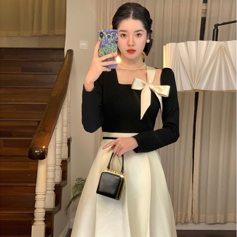 Spring New French Retro Sweet Gentle Dress for Women Elegant Slimming ...