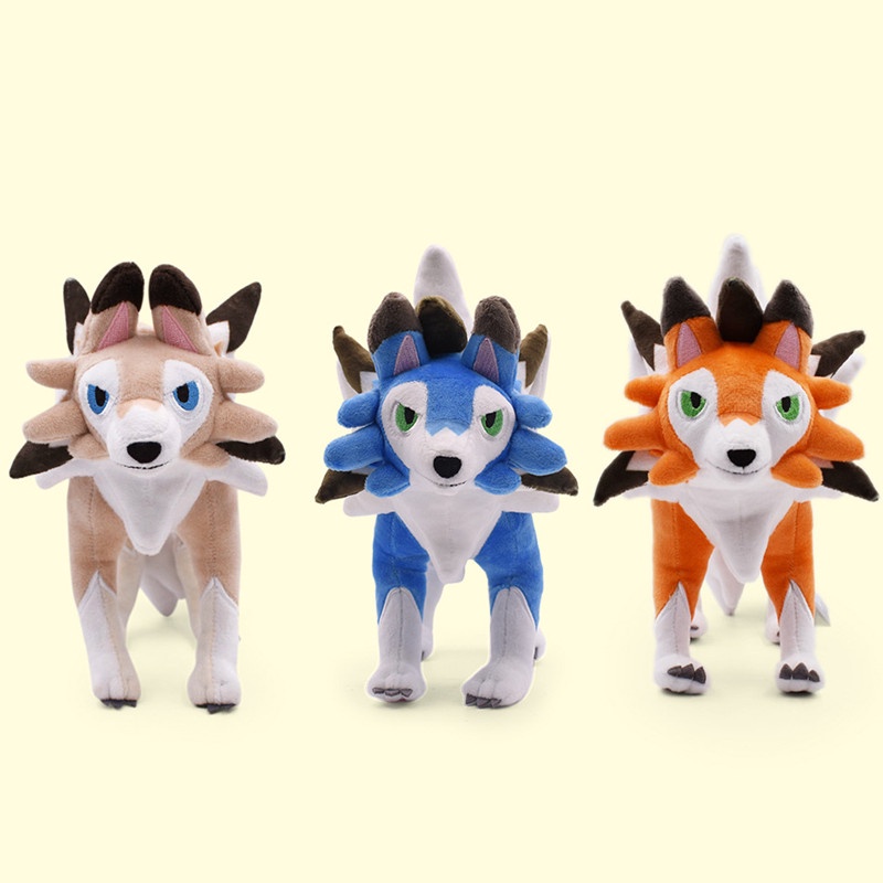 25CM Pokemon Lycanroc Plush Dolls Cute Daytime Dusk From Rockruff Gog  Decoration Models Elf Pokemon Go Toys For Kids - Main Image