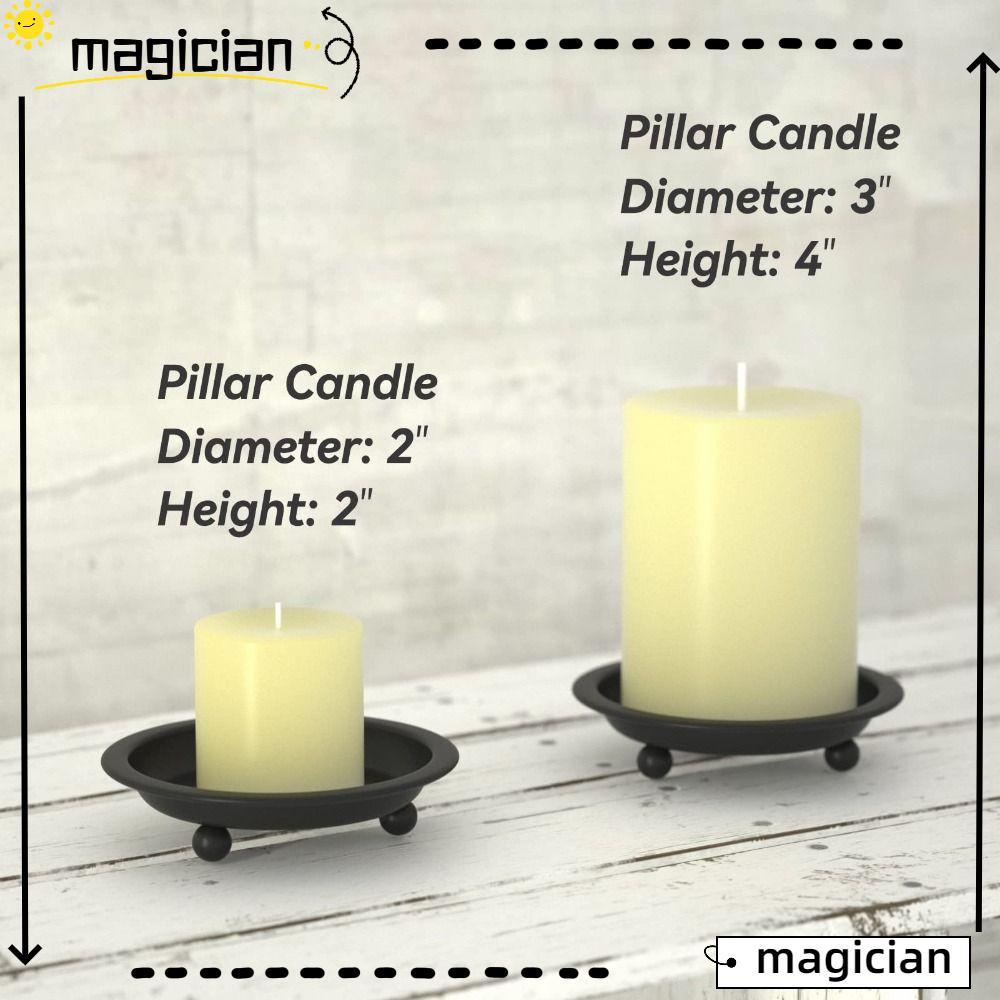 MAG 6Pcs Metal Saucer Style Candle Holder, Round Black Matte Black Iron