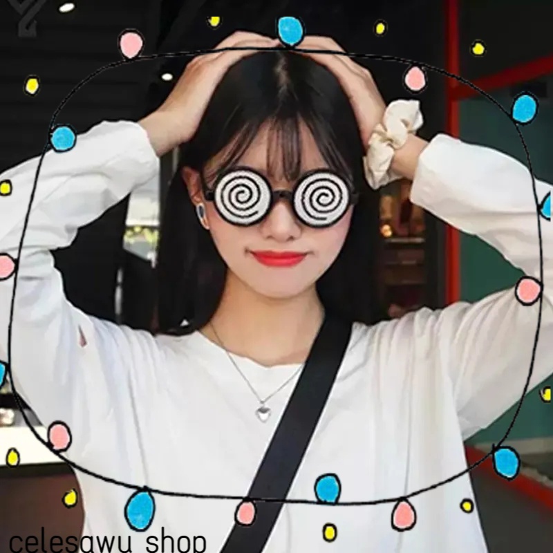 Funny Cosplay Glasses Vertigo Pattern Decorative Glasses Creative Cute Will Turn The Eyeball 4560