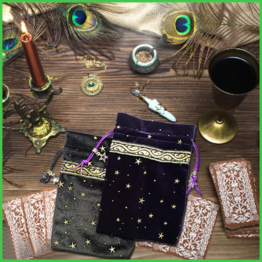 GIFTEXPRESS 3 Pack Velvet Tarot & Rune Pouches - Purple, Rose, Wine - 6x9 Inch Drawstring Bags For Cards, Dice, Jewelry & More - View #2