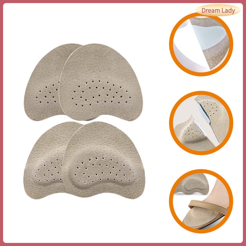 2 Pairs Front Insoles Heel Grips Liner Palm Shoe Pads Leather Forefoot ...