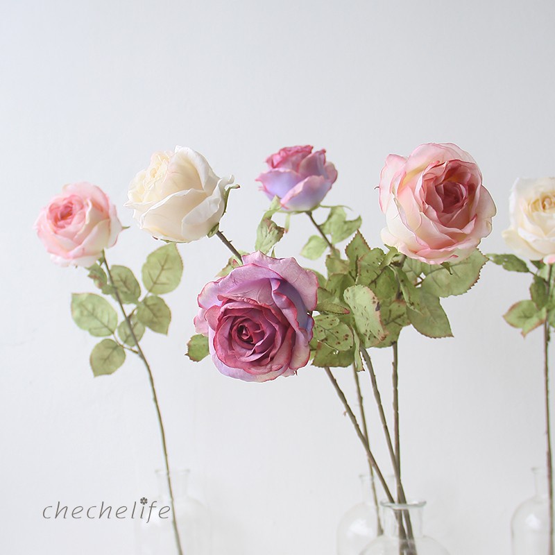 Artificial Rose Open Flower Bouquet Faux Rose Stems for Wedding ...