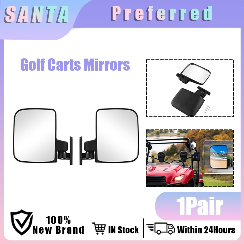 2Pcs Golf Cart Rear View Mirror Kit 180 Degree Accessories for Club Car
