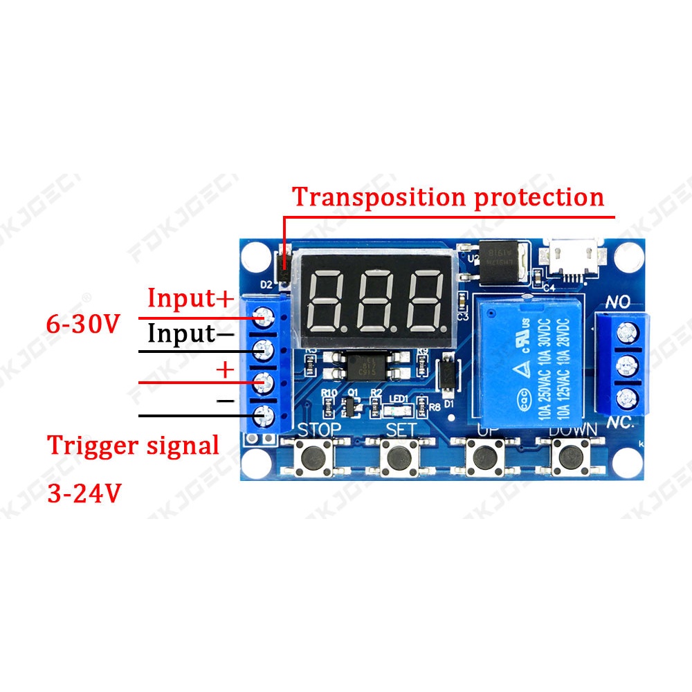 1 Channel 5V Relay 6-30V Relay Module OFF/ON Switch Trigger Time Delay ...