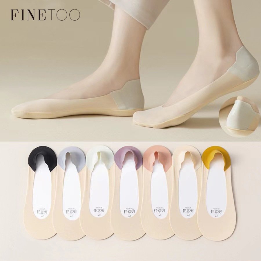 Finetoo Ice Silk Socks Cotton Bottom Odor-Proof Low-Top Shallow ...