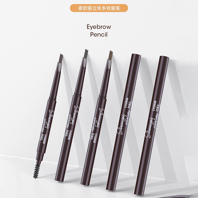 1pc Eyebrow Pencil Triangle Tip and Brush, Waterproof Professional
