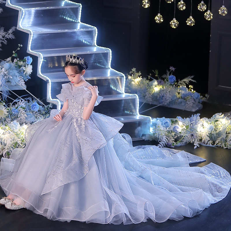 chinese dress ladies Flower Girl Dress Children Pageant Elegant Sleeveless Tassel Mermaid Birthday Party Dress, Champagne / 4-5 Years (120cm) main image 0