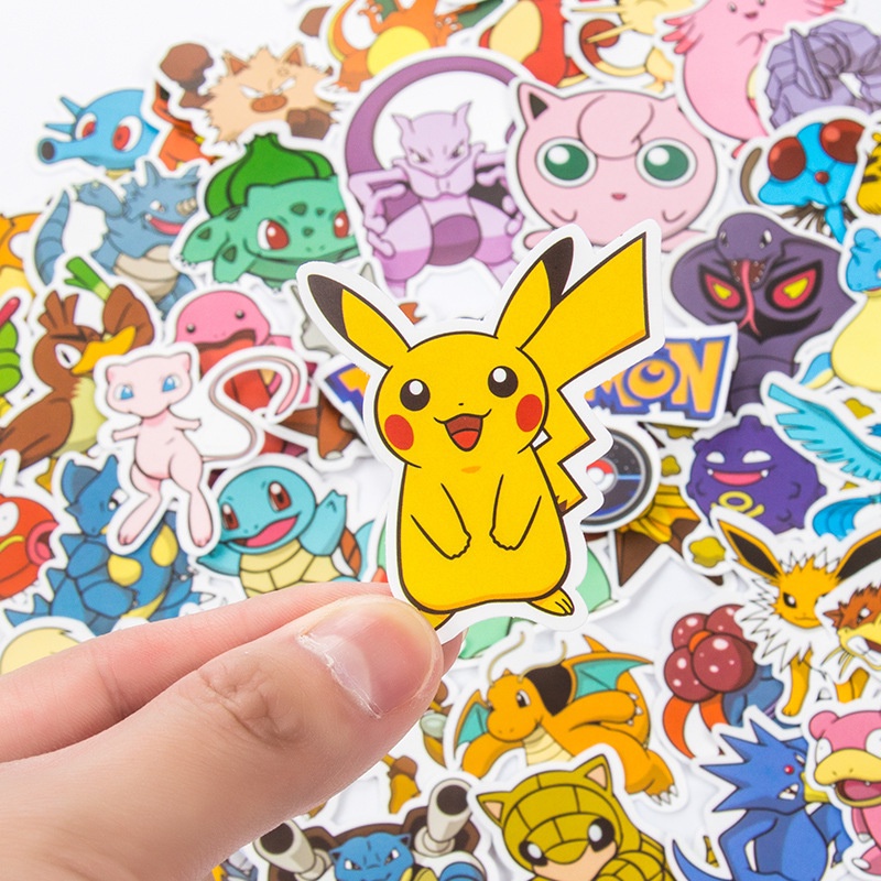 200pcs Pokemon Sticker Kawaii Gengar Mewtwo Pikachu Waterproof Stickers ...