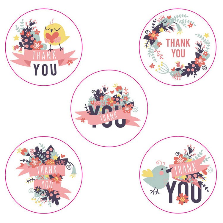 1Roll 500pcs Thanks regards Flower Round Seal Sticker Tags Packing ...