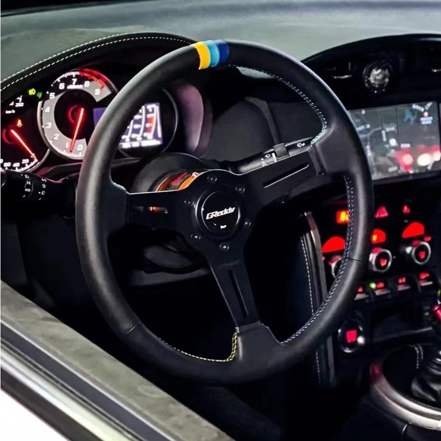 【ITSOK】steering wheel 14inch Universal Steering Wheel Leather/Suede ...