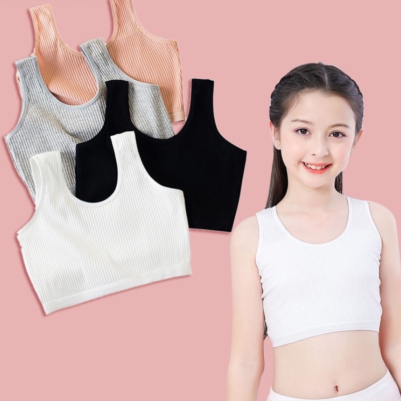 5pcs (612Y) Baby Bra Girls Teenager Girls Training Bra Cotton Girl Bra Top Camisole Sports Bra