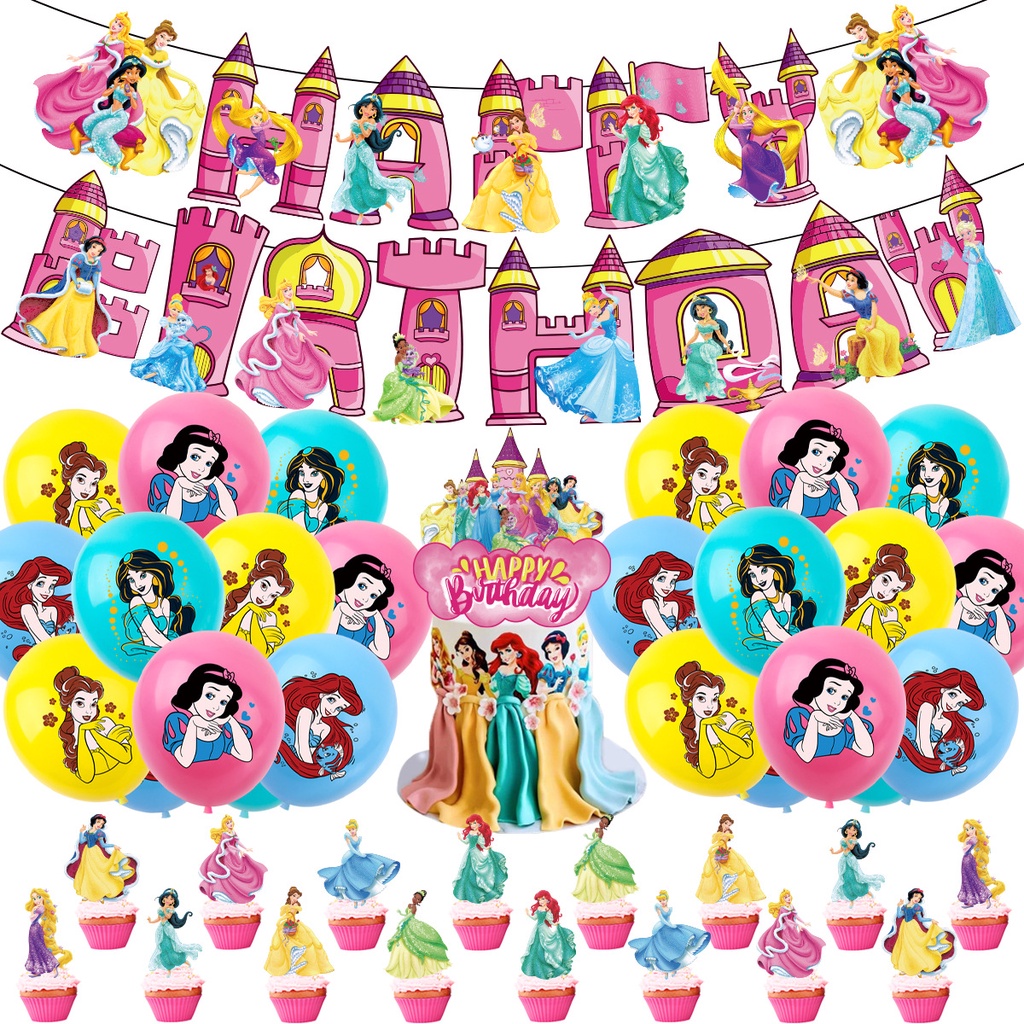 Disney Six Princesses Theme Snow White Ariel Mermaid Belle Cinderella ...