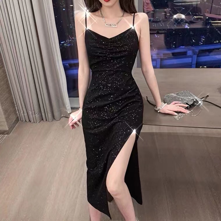 Shiny Dress For Party Sequin Dress Plus Size Glitter Sexy Dress French  Sling Dress Long Skirt | Shopee Philippines