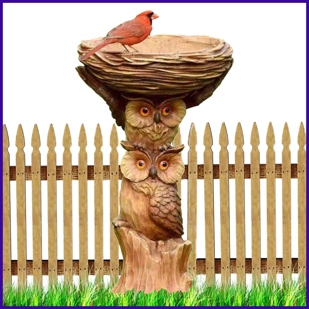 Bird Bath Owl Resin Bird Baths for Outdoors with A Protective Coating ...