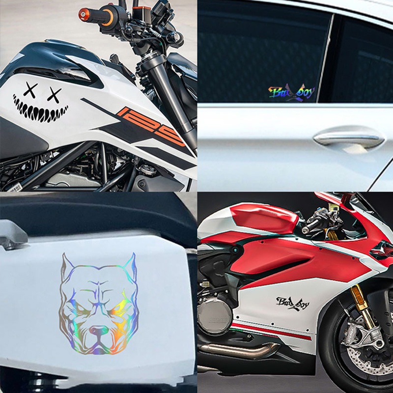 Motorcycle Sticker Dog Pattern Pit Bull Pitbull Reflective Car Stickers ...