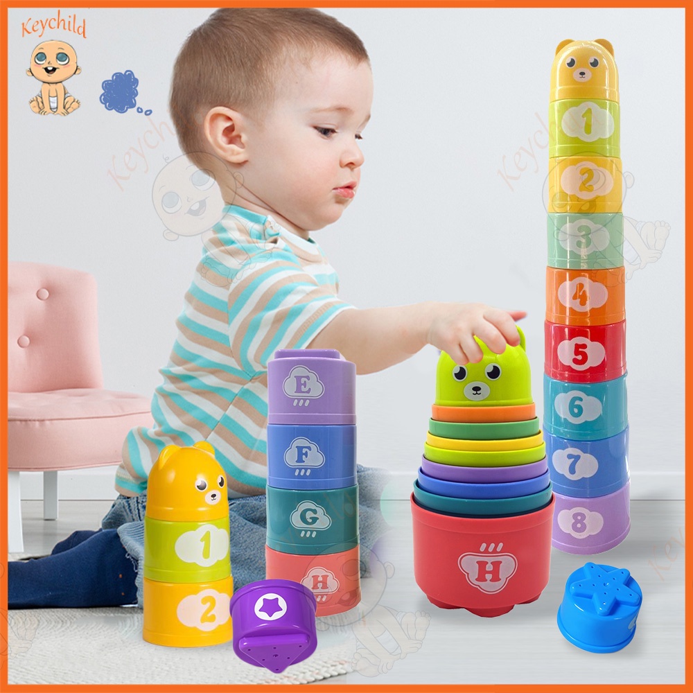 Keychild 0-3 Years Old Educational Toys for Kids Baby Stacking Cups ...