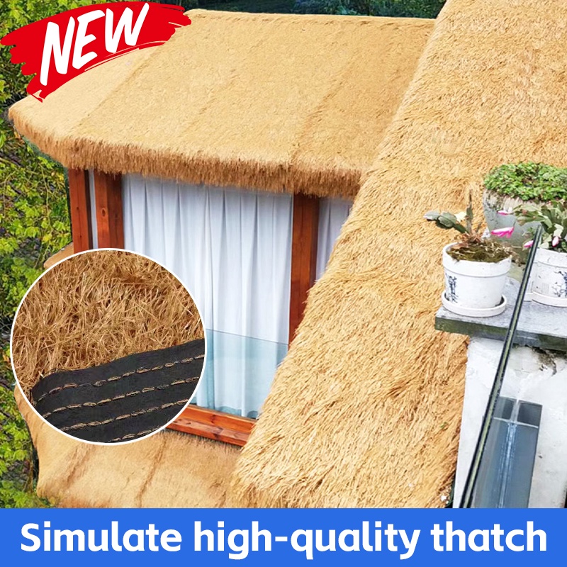 Artificial Thatch Grass Roofing, Fireproof Synthetic Palm Mexican Straw