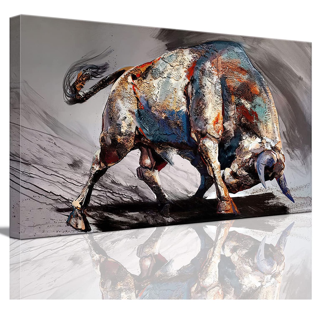 Large Bull Canvas Wall Art Man Room Cave Wall Decor Spanish Bull Modern