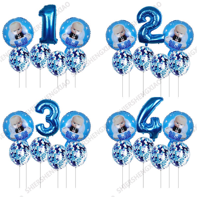 7pcs Boss Baby Balloon Set 32inch Number Foil Balloons Baby Shower 1 2 ...