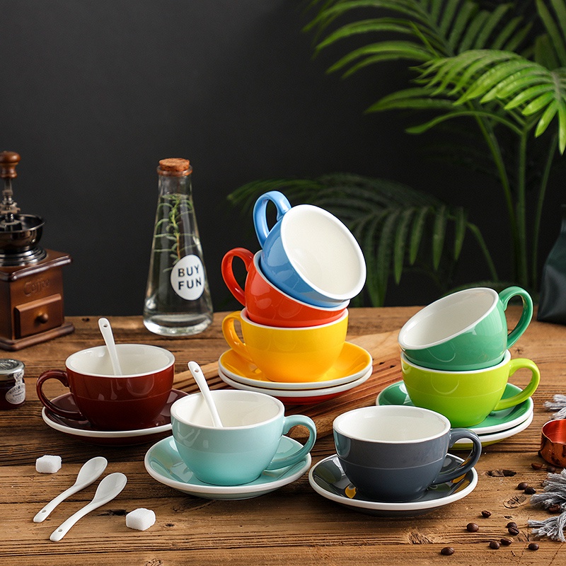 Livingplus 200mL 300mL Glossy Ceramic Cappuccino Cups Coffee Cup and ...