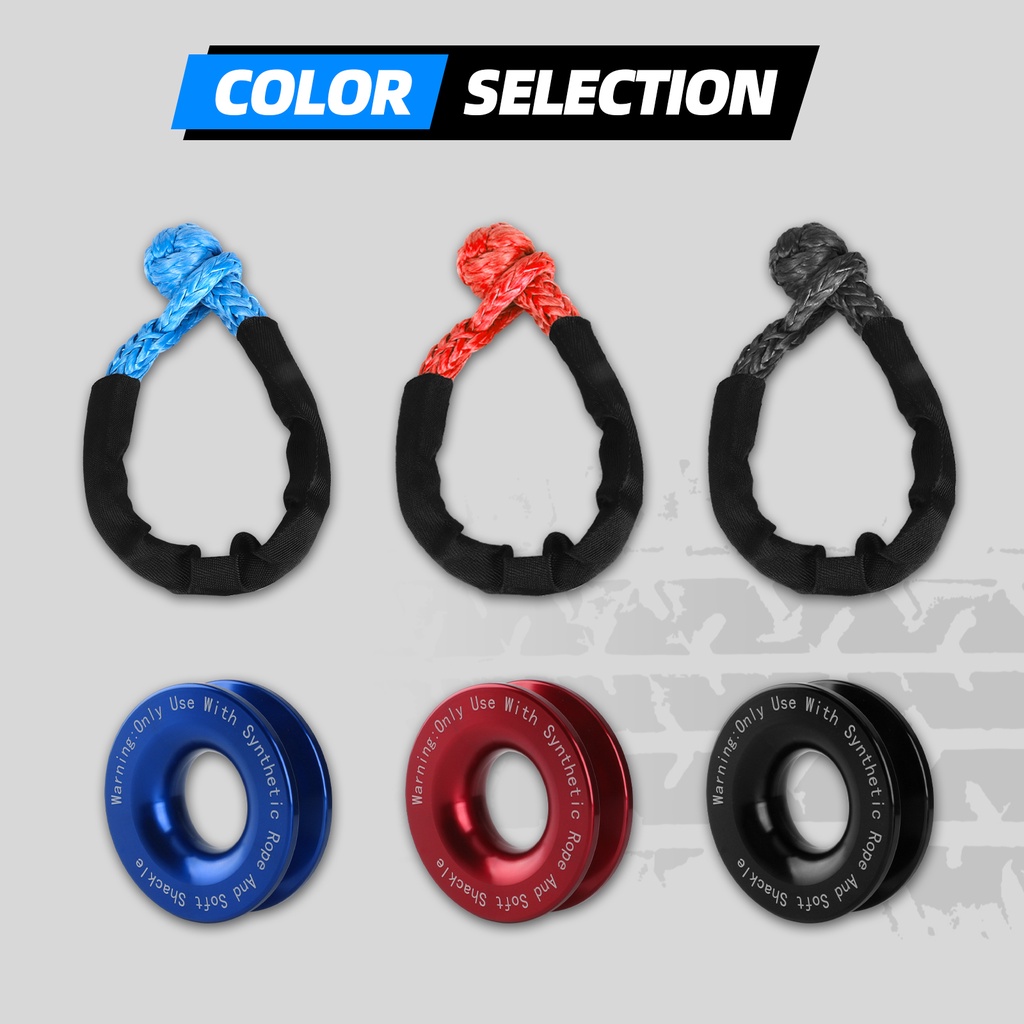 41000lbs Winch Rope Synthetic Soft Shackle+ Winch Snatch Recovery Ring ...
