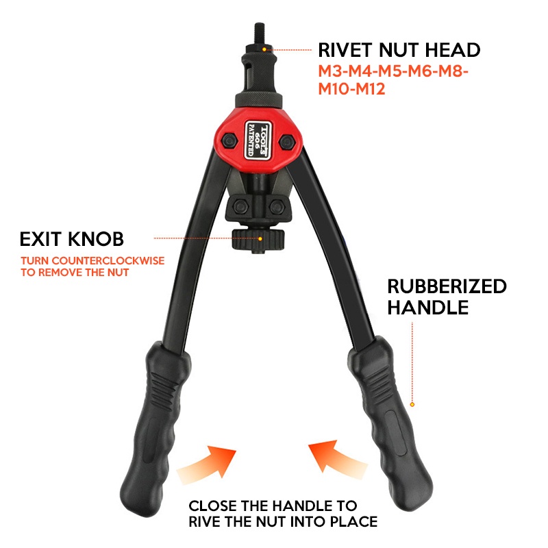 BT-606 RIVET NUT TOOL Hand Blind Riveter Hand Riveter Rivet Gun with 5 ...