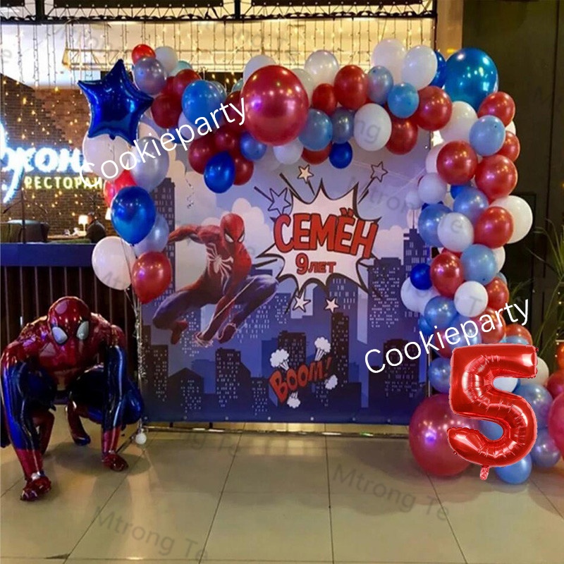 80pcs 3D Spiderman Balloons Arch Garland Marvel Theme Latex Balloon Set ...