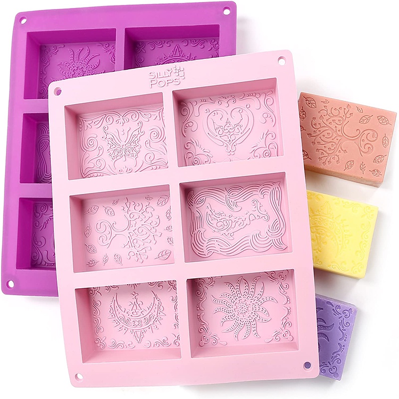 6 Cavity Silicone Soap Molds Square Rectangle Shape Handmade Soap Mold ...