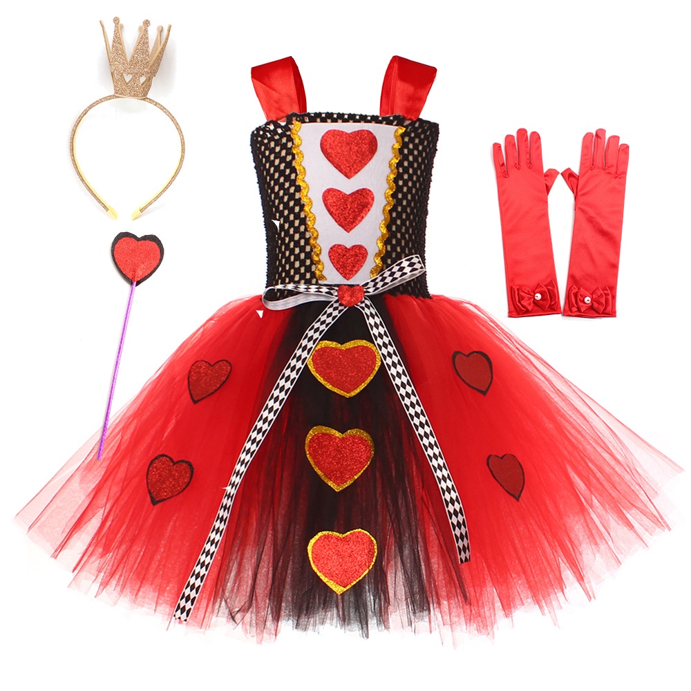 Halloween Queen of Hearts tutu dress Children's fluffy Princess dress ...