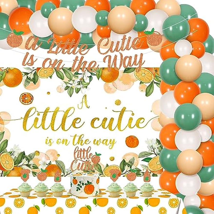 Little Cutie Baby Shower Decorations Orange Balloon Garland Arch Kit, A ...