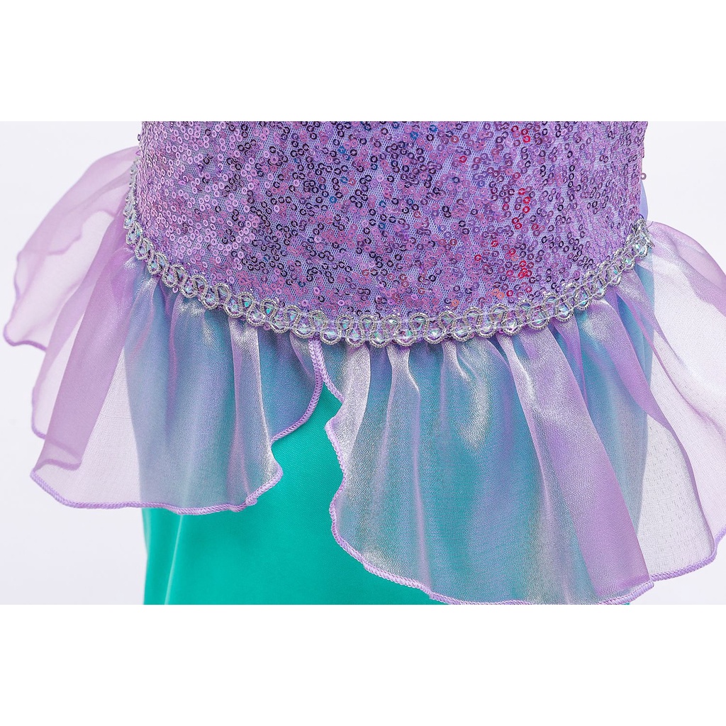 Little Mermaid Costume Princess Ariel Mesh Fishtail Dress For Girls ...