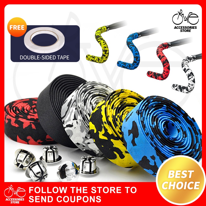1 Pair Handle Bar Tape Road Bike Drop Bar Tape for Fixie with Bar Plugs Camouflage NonSlip Belt