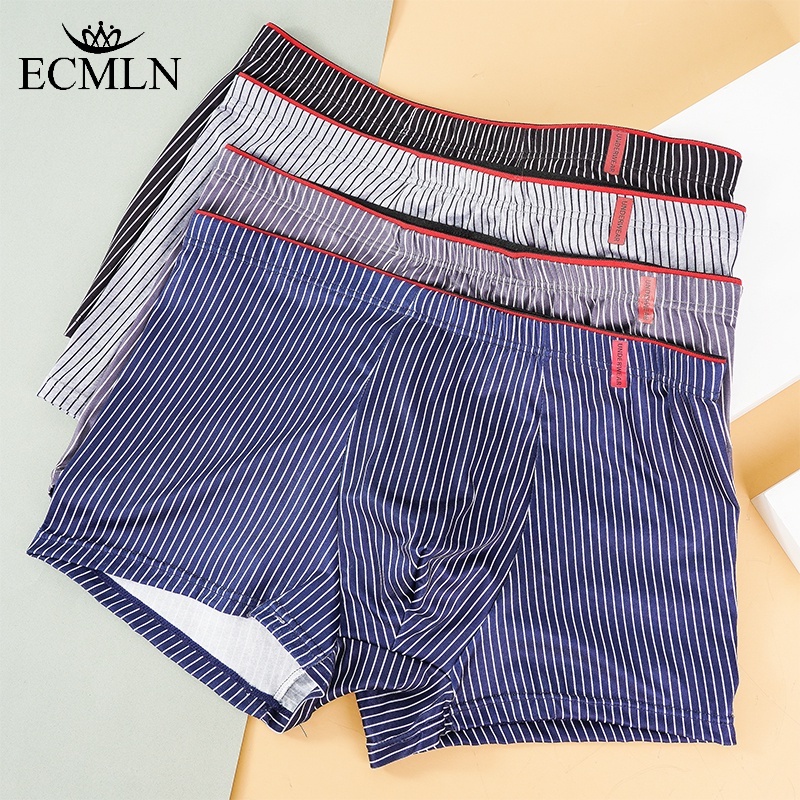 ECMLN Men Plus Size Panties Stripe Boxers Briefs Shorts Boxer Sexy ...
