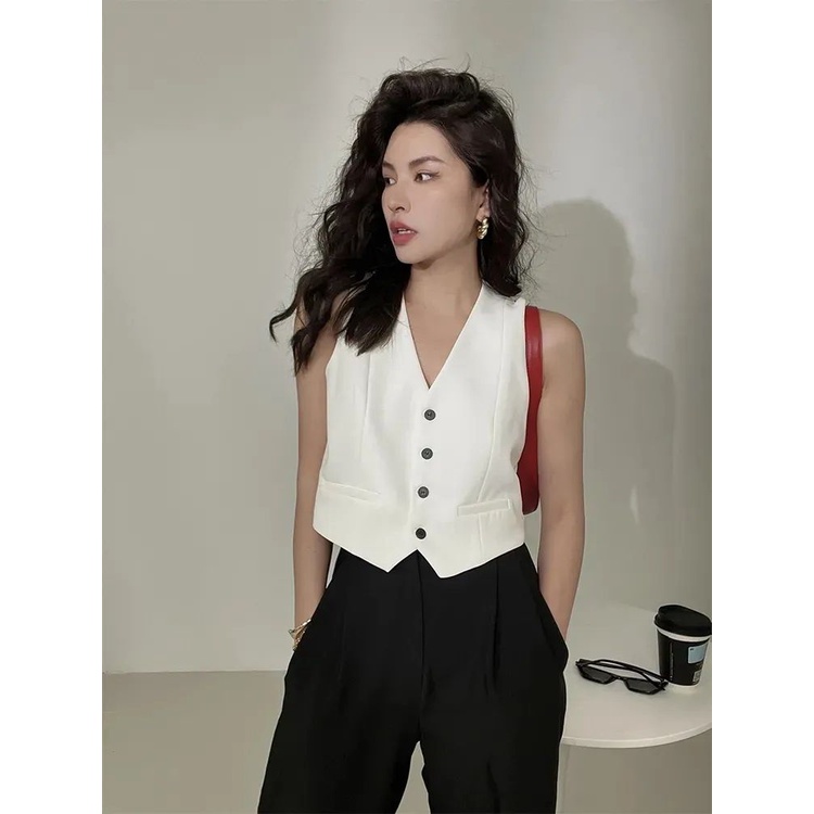 Women's sleeveless suit vest sales