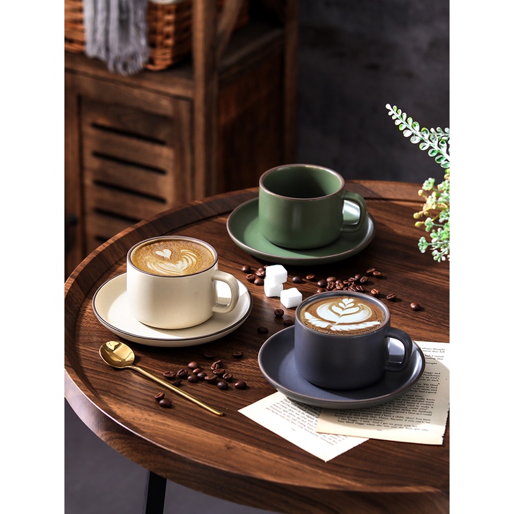 Kitchen Plus Stoneware 230mL Ceramic Cup and Saucer KP435 | Shopee ...