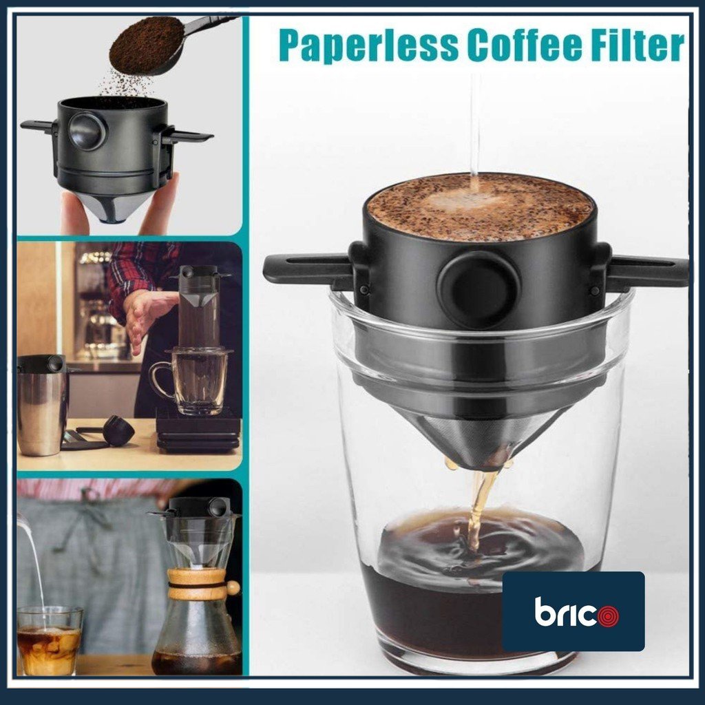 Brico Foldable Coffee Filters Stainless Steel Drip Coffee Funnel Coffee ...