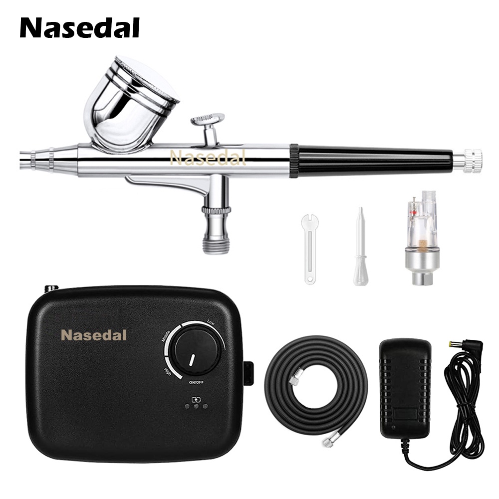 Nasedal Dual Action Airbrush Compressor kit Battery Powered