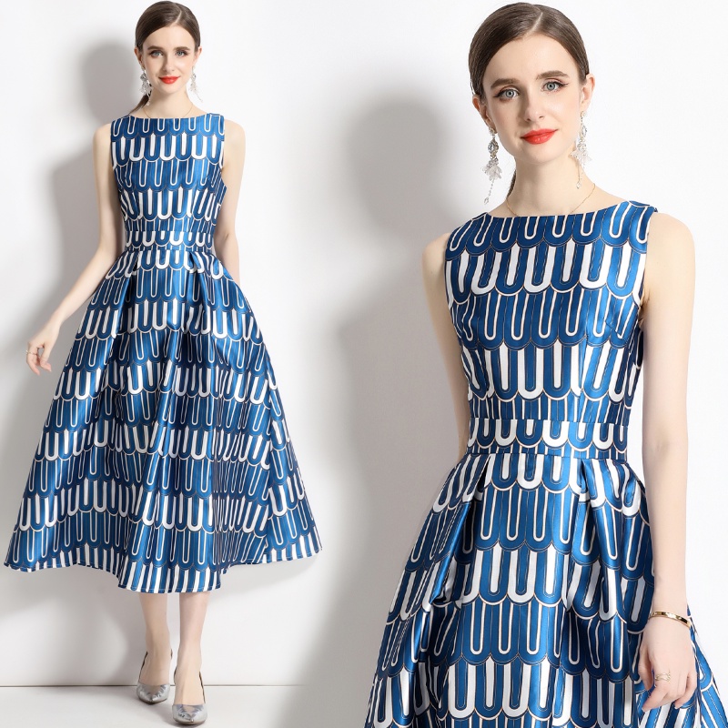 Sleeveless Elegant Pleated Slim A-Line Dress main image 1