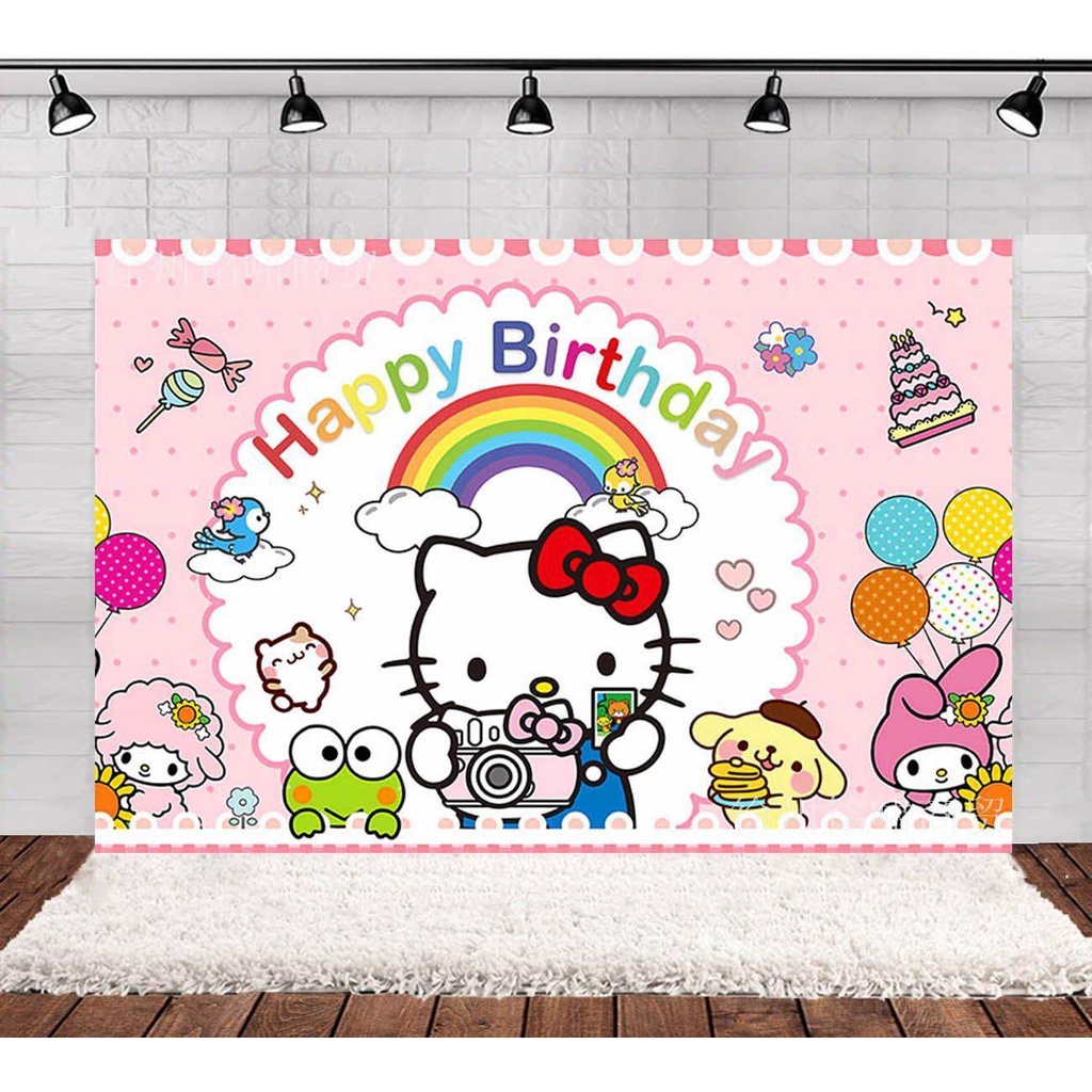 Kira Sanrio Hello Kitty Birthday theme backdrop banner party decoration ...