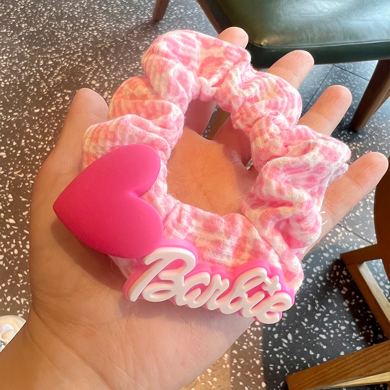 Pink Barbie Bow Headband Kawaii Cartoon Plush Hair Loop Barbie Princess ...