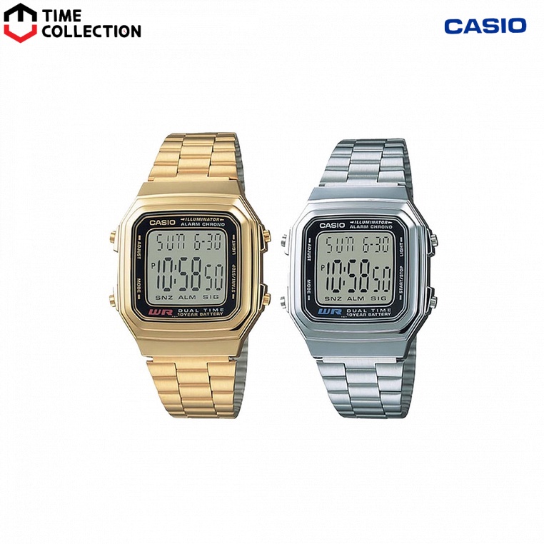 Casio Couple Watch COUPLE-A178-A178WG-1DF Digital Stainless Steel Strap ...