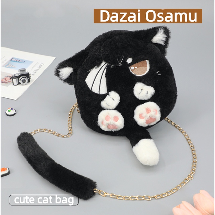 Yb1 Bungo Stray Dogs Dazai Osamu Cat Plush Bag Shoulder Bag T For