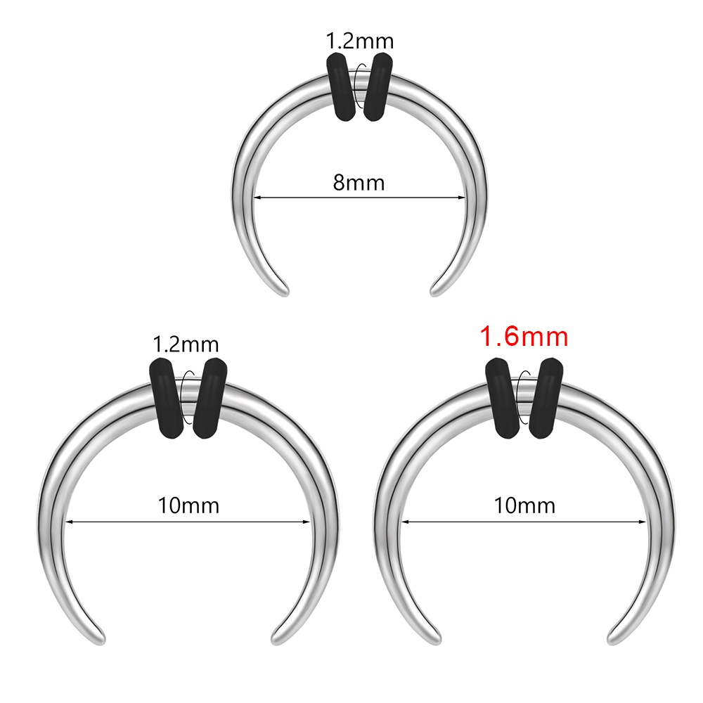 1 PC 14/16G Ox Horn Vintage Nose Septum Ring Stainelss Steel Horseshoe ...